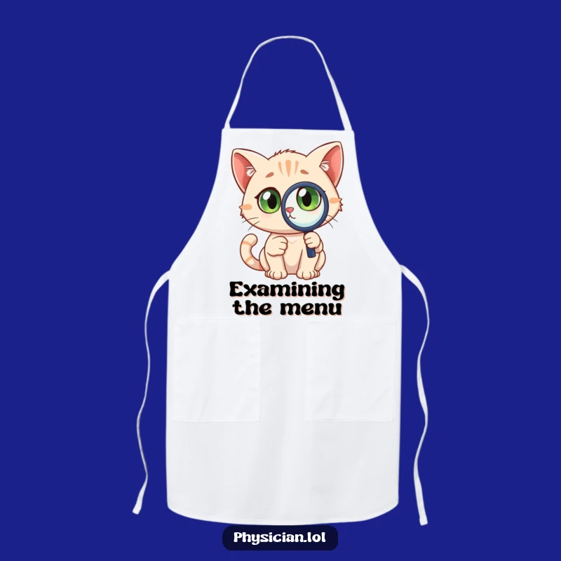 Funny Detective Cat Apron: Magnifying glass, wide eyes, a practical and funny gift for cooks.