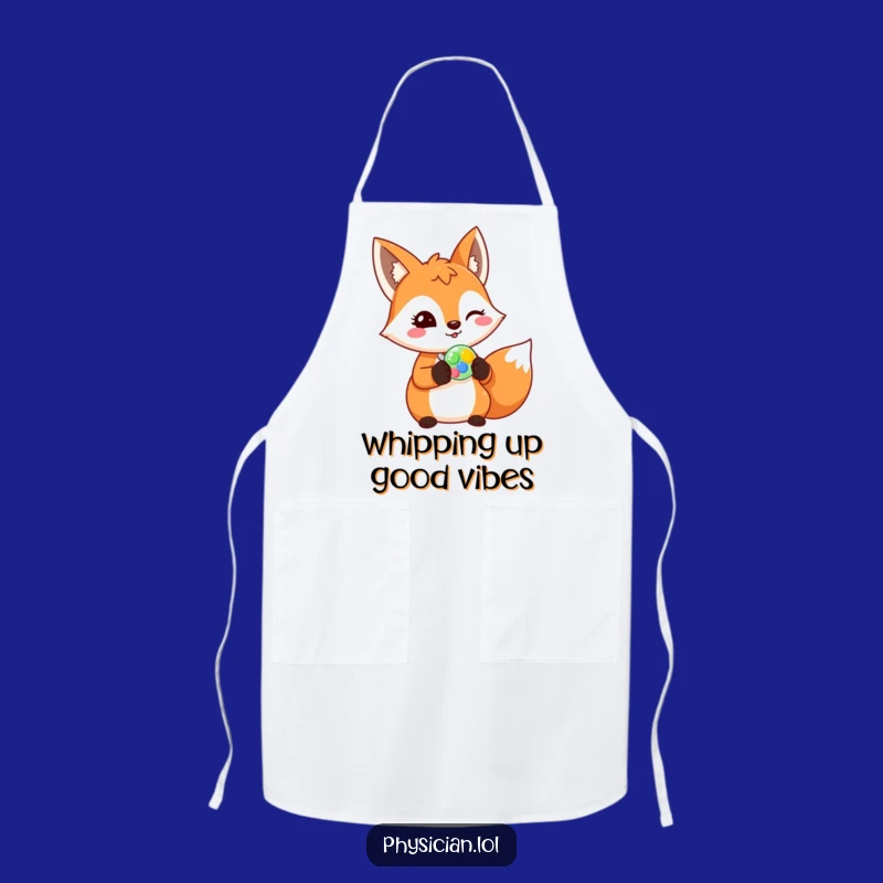 Funny Fox Doctor Apron: Cook with Cheer, Featuring a Winking Fox, Chef's Funny Gift