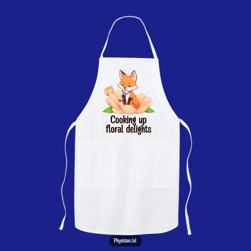 Funny Fox Flower Listener Apron: Garden with Giggles and Grace, Perfect Gift