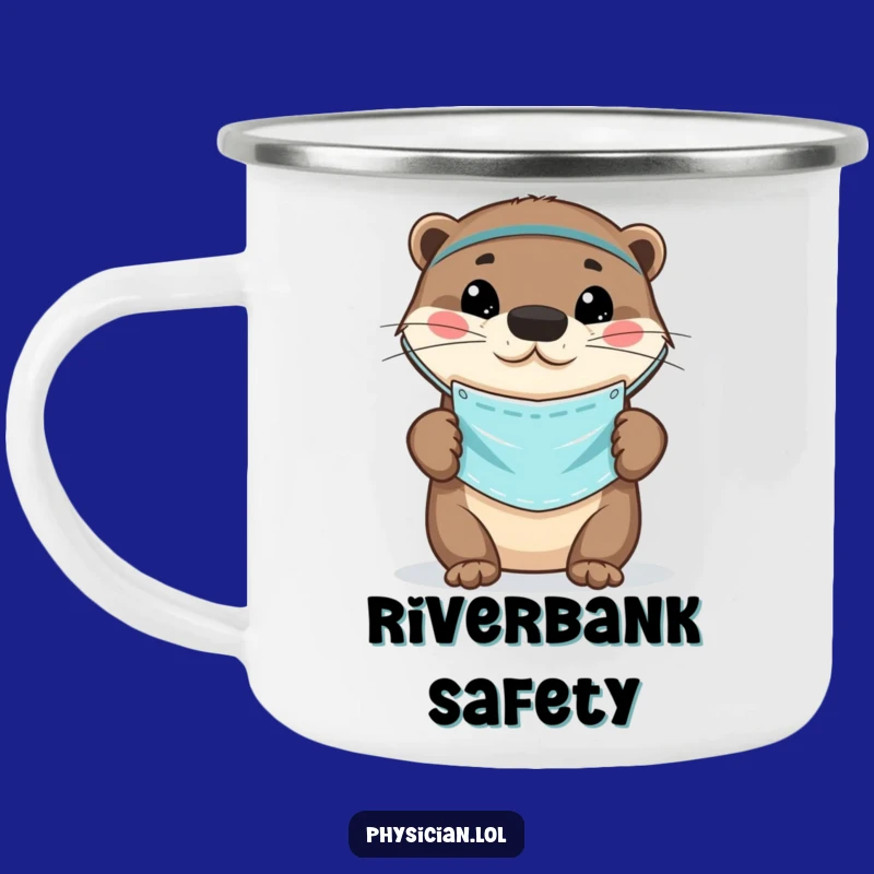 Funny Otter Doctor Camping Mug: Enamel mask, durable and cute, a fun and funny gift for outdoors.
