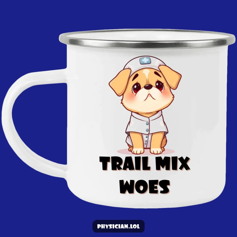 Funny Scared Dog Camping Mug: Durable and Hilarious Pup for Outdoor Adventures