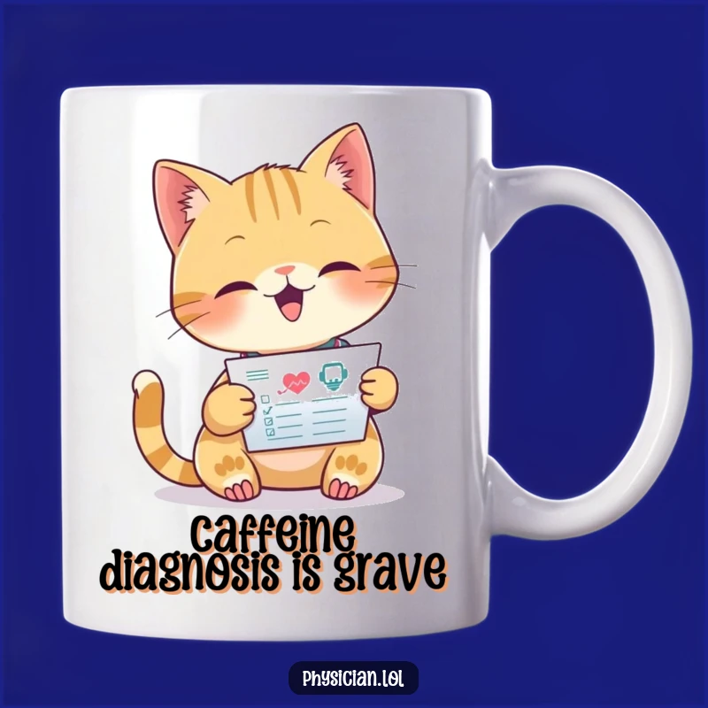 Funny Cat Doctor Mug: Focused Feline Reads Chart, Medical Humor Gift