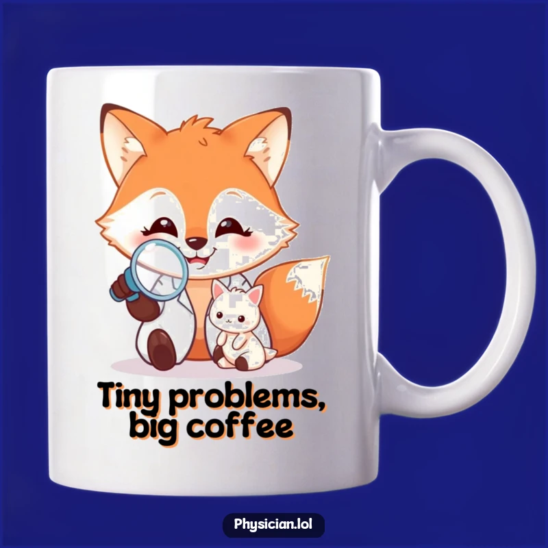 Funny Happy Fox Doctor Magnifying Glass Mug - Perfect Funny Gift for Vets!