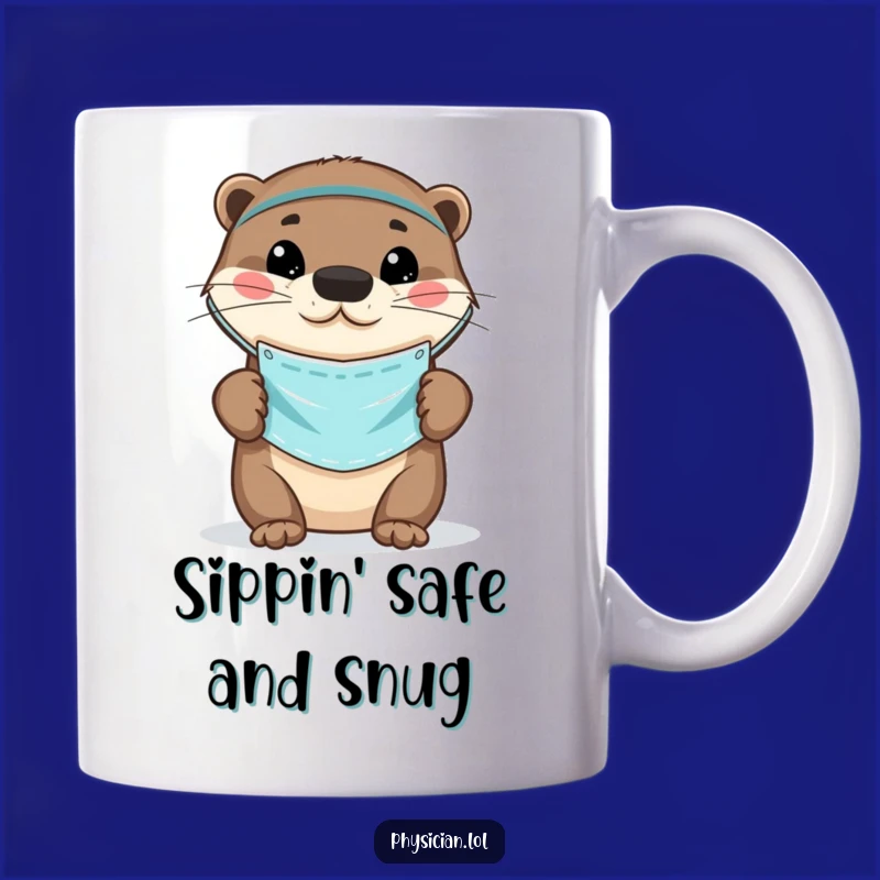 Funny Otter Doctor Mug: Playful medical mask, cute and caring, perfect funny gift for healthcare heroes.