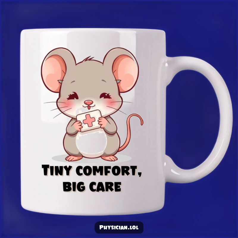 Funny Shy Mouse Bandage Mug: Comforting Gift for Gentle Souls