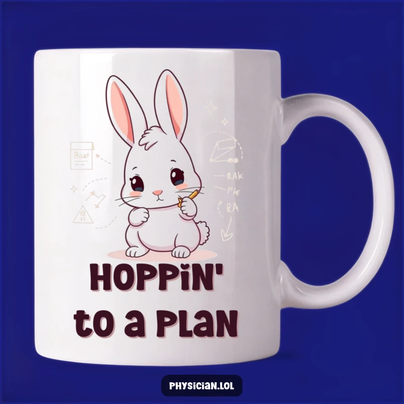 Funny Rabbit Architect Mug: Determined drawing diagram, perfect funny gift for planners & creators.