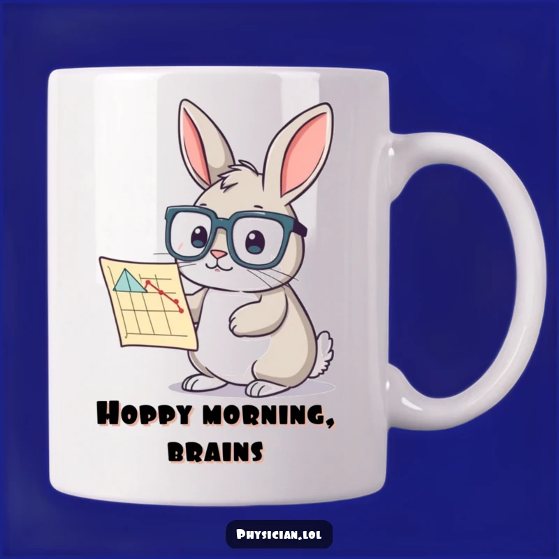 Funny Rabbit Scientist Mug: Curious Scholar Studying Chart - Hilarious Bookworm Gift
