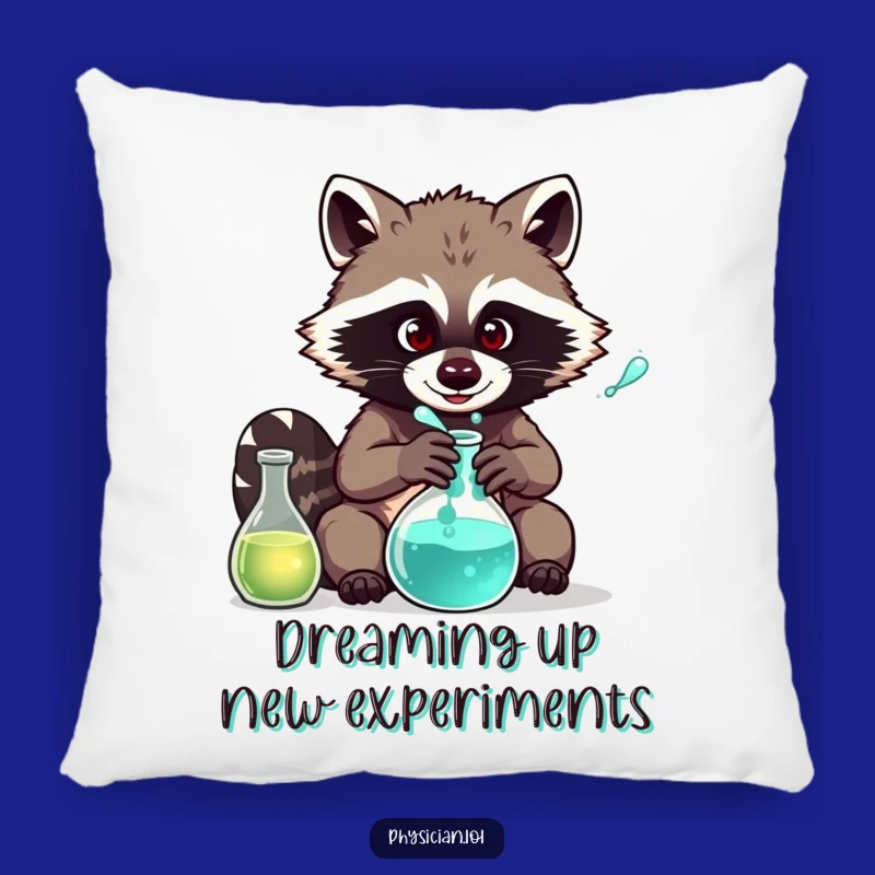 Funny Raccoon Chemist Pillow: Comfy Couch Cushion for Science Lovers