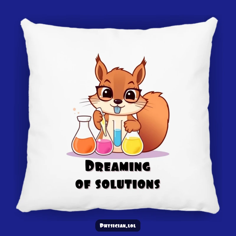 Funny Squirrel Scientist Pillow: Cozy Comfort with a Hilarious Lab Design
