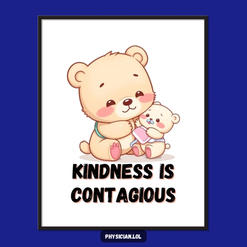 Funny Bear Cub Compassion Digital Art: Heartwarming Humorous Decor