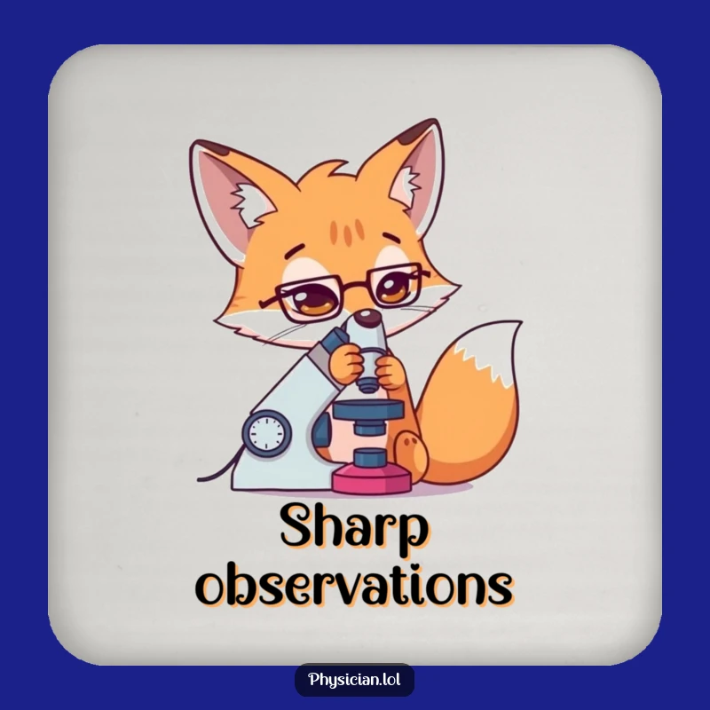 Funny Fox Microscope Coaster: Determined Scientist, Protect Surfaces with Funny Gift