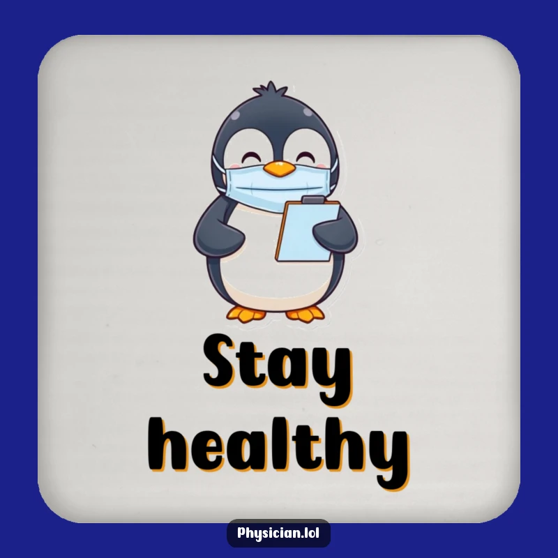 Funny Penguin Mask Coasters: Happy Admin Penguin Set