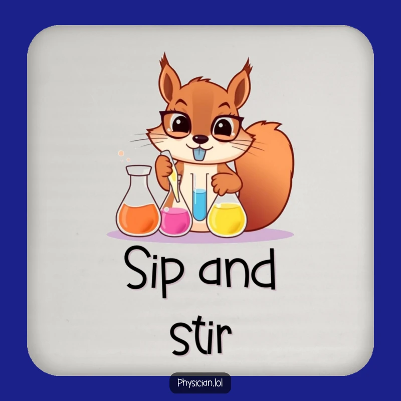Funny Squirrel Scientist Coaster: Protect Surfaces with Hilarious Lab Art