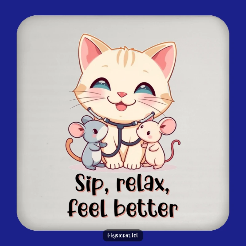 Funny Cat Doctor Coasters: Protect Surfaces with Cute Charm, A Hilarious Gift!