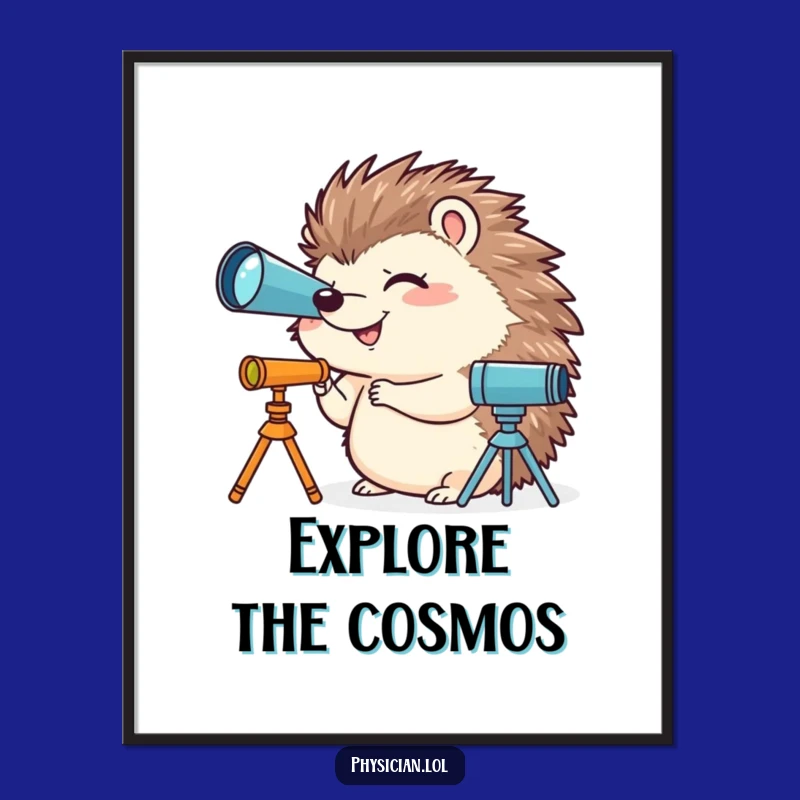 Funny Hedgehog Poster - Hilarious Stargazer Art Print for Cozy Spaces