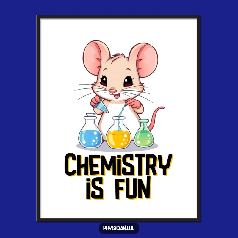 Funny Mouse Lab Art Poster: Mischievous Mouse Whimsical Funny Decor