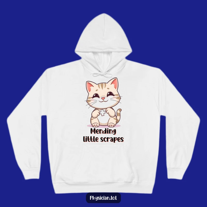 Cozy Funny Cat First Aid Hoodie: Smiling Kitty Comfort