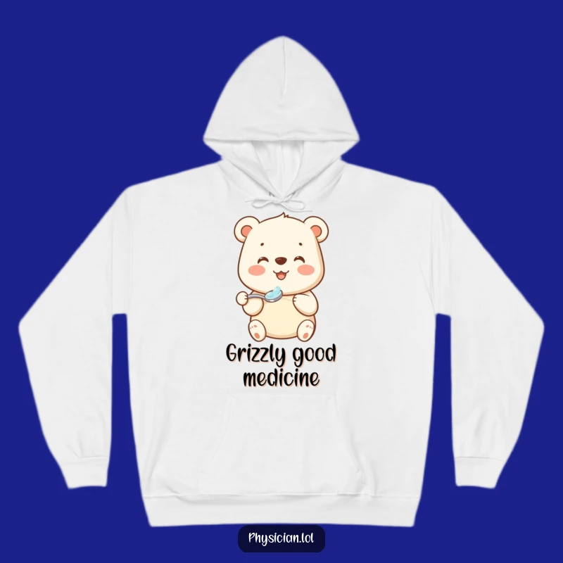 Funny Bear Medicine Hoodie: Beaming Bear's Graceful Spoonful Cozy Funny Gift