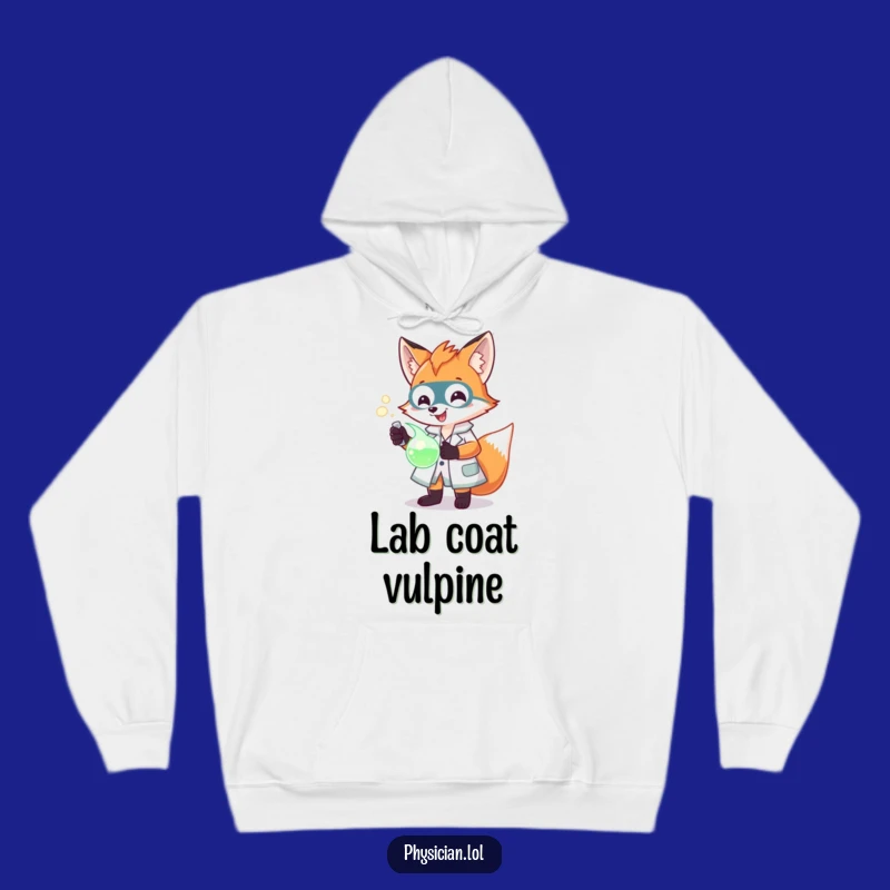 Funny Fox Scientist Hoodie: Cozy lab coat, glowing potion, the ultimate warm and funny gift for thinkers.