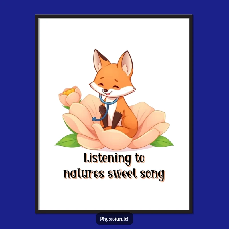 Free Printable Funny Wall Art: Smiling Fox Flower Doctor, Downloadable Art
