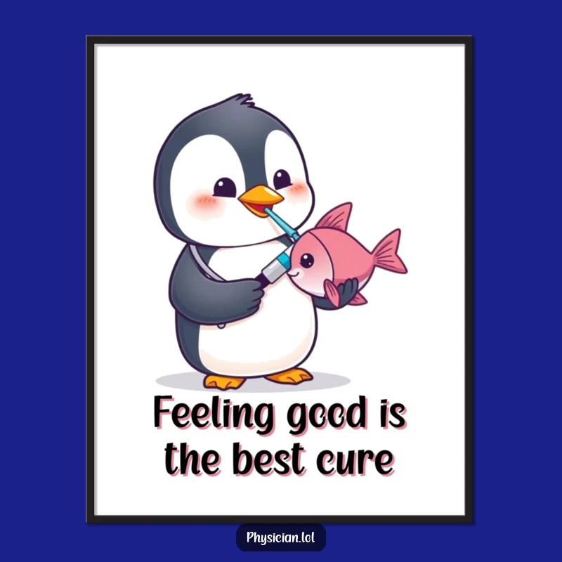 Free Printable Penguin Doctor Fish Thermometer Wall Art - Downloadable DIY Decor