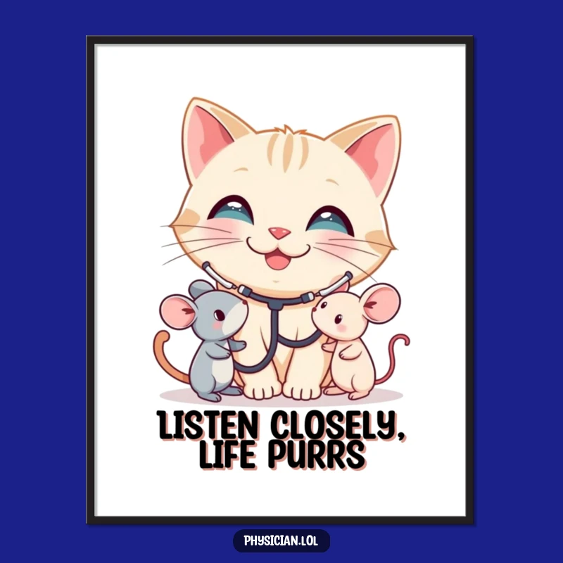 Free Printable Wall Art: Cat Doctor Diagnosis, Funny Downloadable Medical Humor