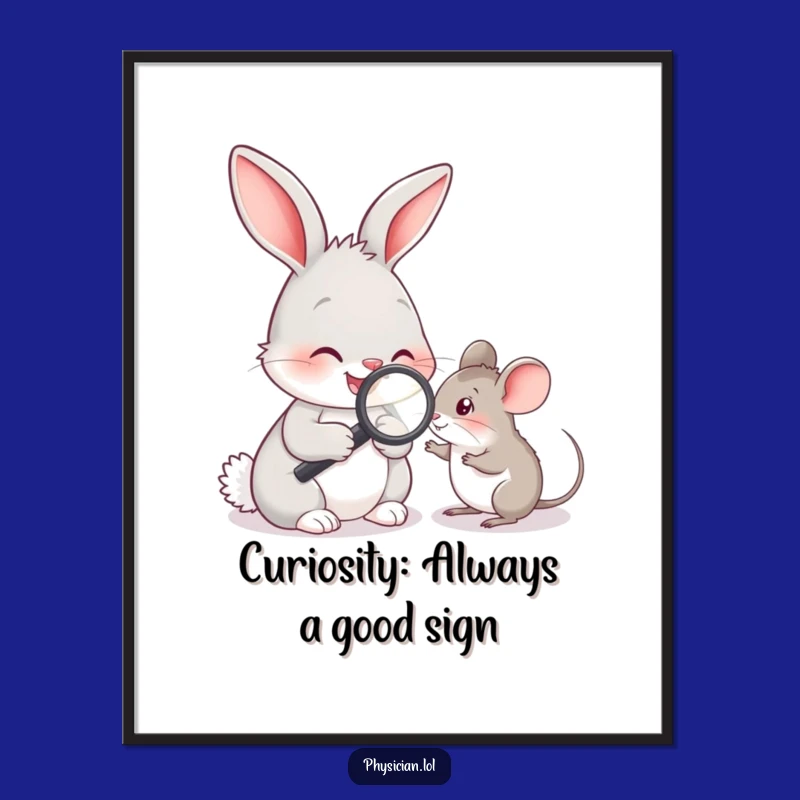 Free Printable Wall Art: Rabbit Vet Examines Mouse - Funny Animal Downloadable Decor