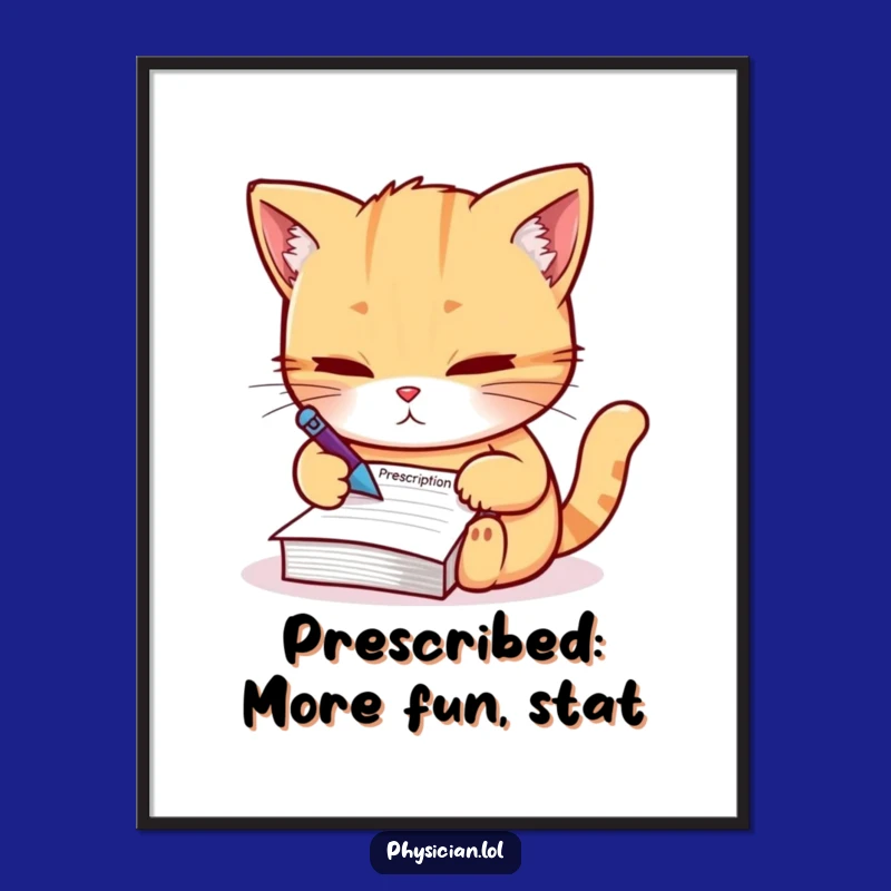 Funny Free Printable Wall Art: Cat Doctor's Rx Downloadable Decor Gift