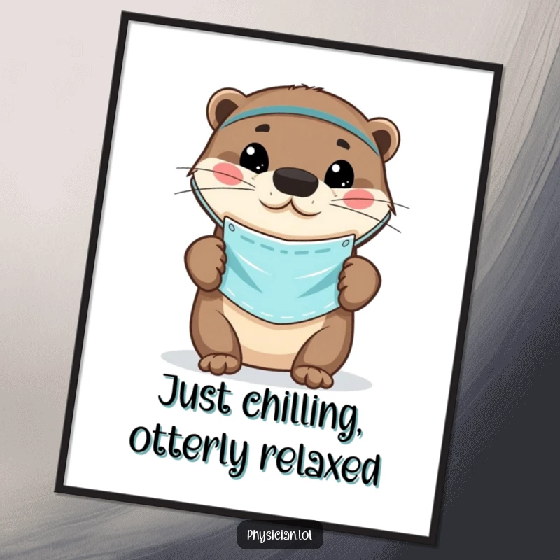 Funny Free Printable Wall Art: A playful otter wearing a small medical mask, creating a humorous, doctor-themed art piece.