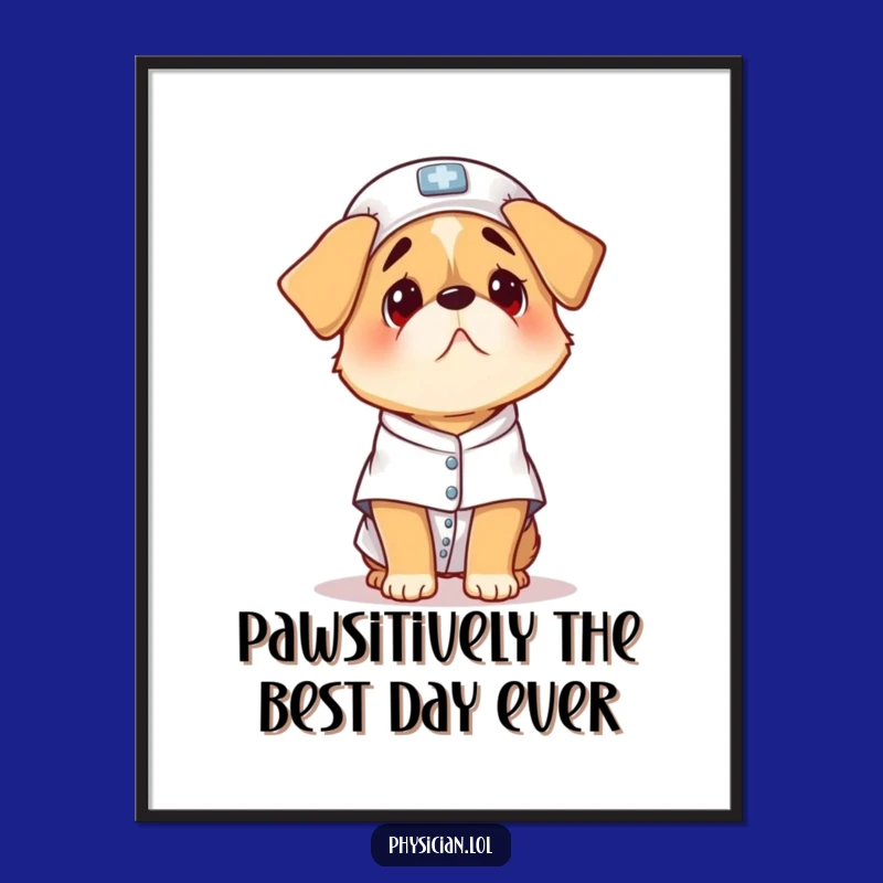 Free Printable Funny Dog Wall Art: Scared Patient Pooch Downloadable Decor