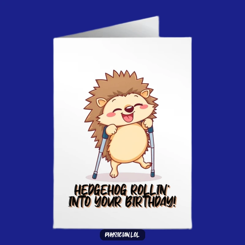 Free Printable Funny Birthday Card: Giggling Hedgehog Cartwheel for a Hilarious Downloadable Gift
