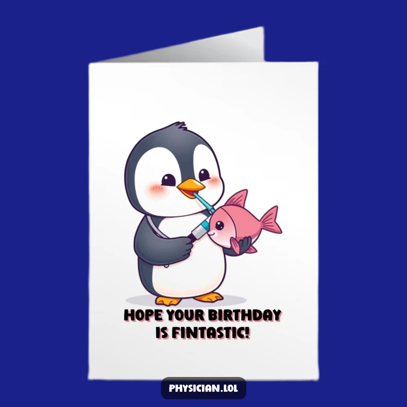 Free Printable Funny Penguin Doctor Birthday Card - Downloadable DIY Gift