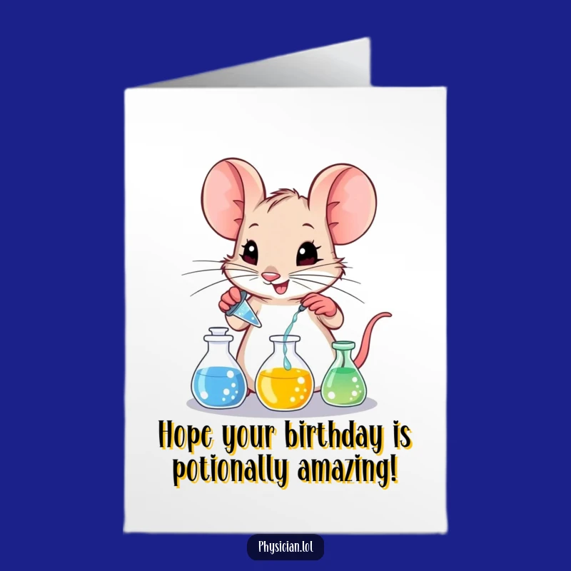 Free Printable Birthday Card: Mischievous Mouse Lab Funny Downloadable Gift