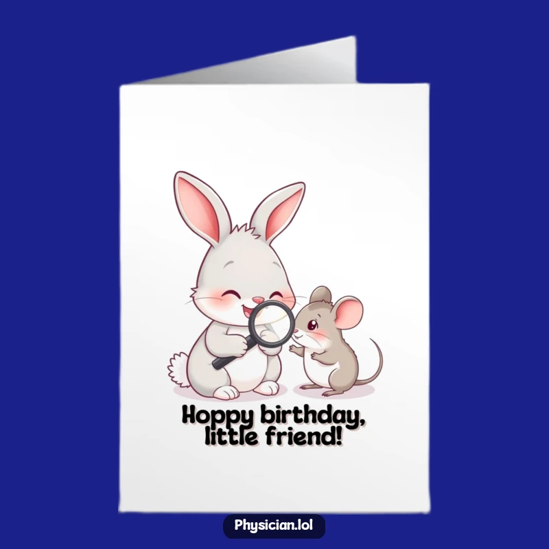 Free Printable Birthday Card: Rabbit Doctor & Mouse - Funny Animal Downloadable Gift