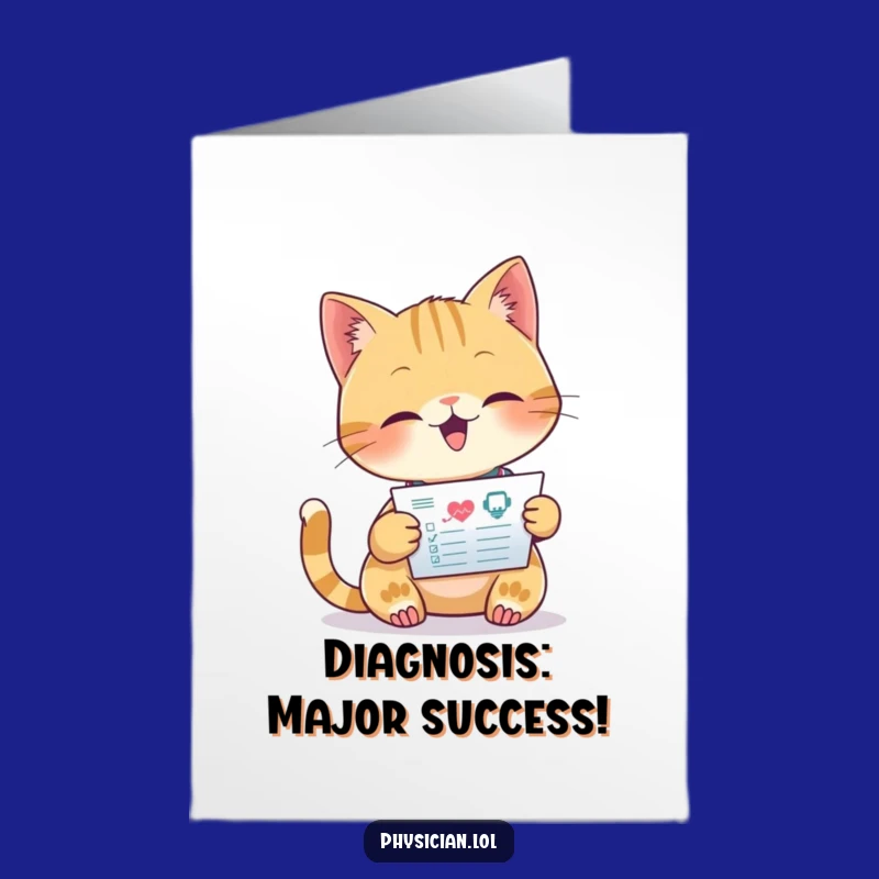 Free Printable Congrats Card: Funny Cat Doctor Downloadable Celebration Gift