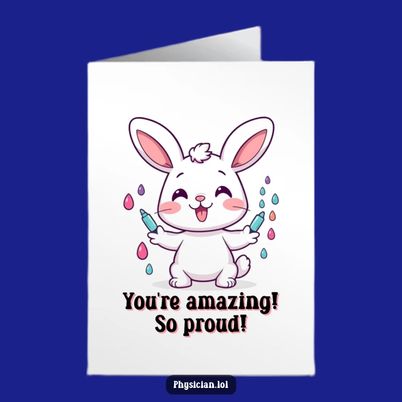 Free Printable Congratulations Card: Cheerful Bunny Doctor Downloadable Gift for Good Health
