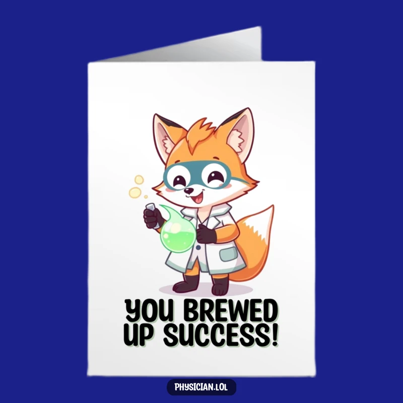Free Printable Funny Fox Scientist Congrats Card: Hilarious Downloadable for Any Achievement