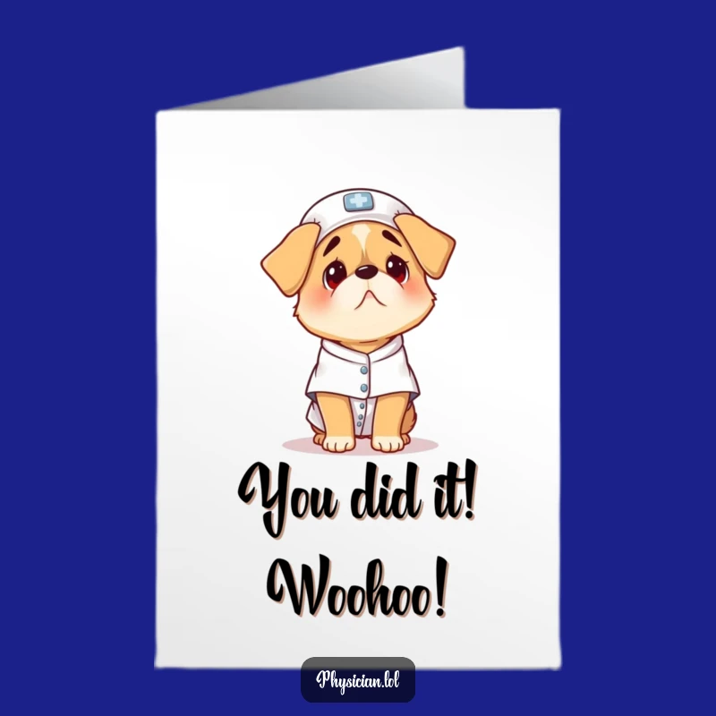 Free Printable Congrats Card: Scared Dog Patient Humor Downloadable Greeting