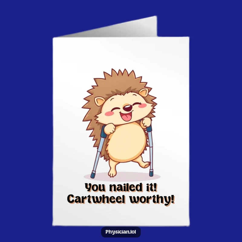 Free Printable Congrats Card: Giggling Hedgehog Cartwheel for a Humorous Downloadable Celebration