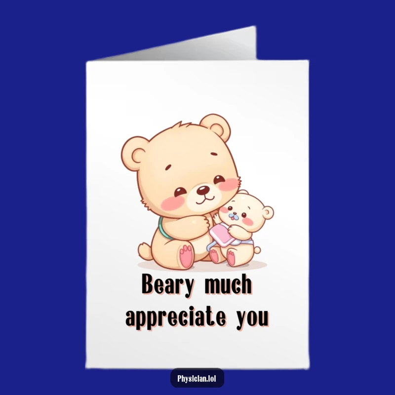 Free Printable Thank You Card: Bear Cub Pat Gratitude Funny Downloadable Gift