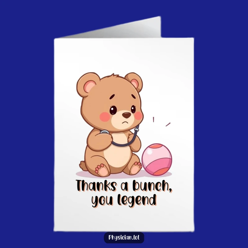 Free Printable Thank You Card: Concerned Bear Cub Doctor Downloadable Gift for Gratitude
