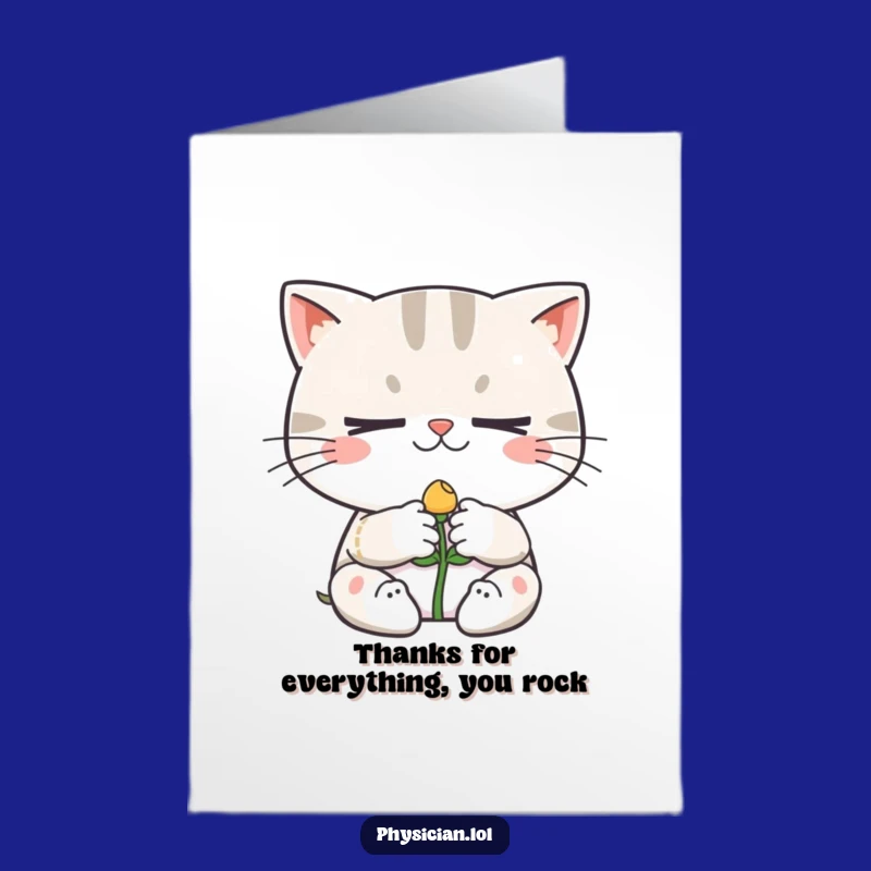Free Printable Thank You Card: Determined Cat Gardener Downloadable Gift for Appreciation