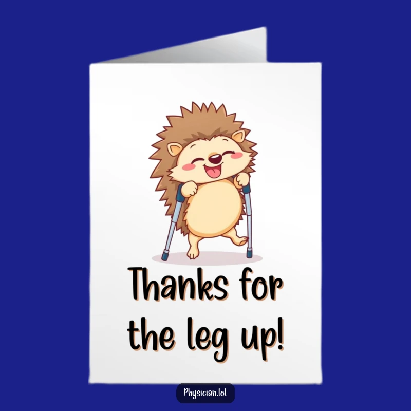 Free Printable Thank You Card: Giggling Hedgehog Cartwheel for a Funny Downloadable Acknowledgment