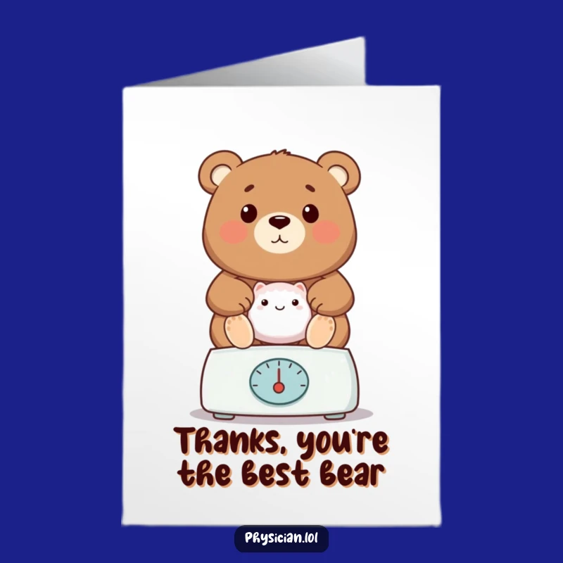 Free Printable Thank You Card: Bear Doctor Gratitude Humor Downloadable Gift