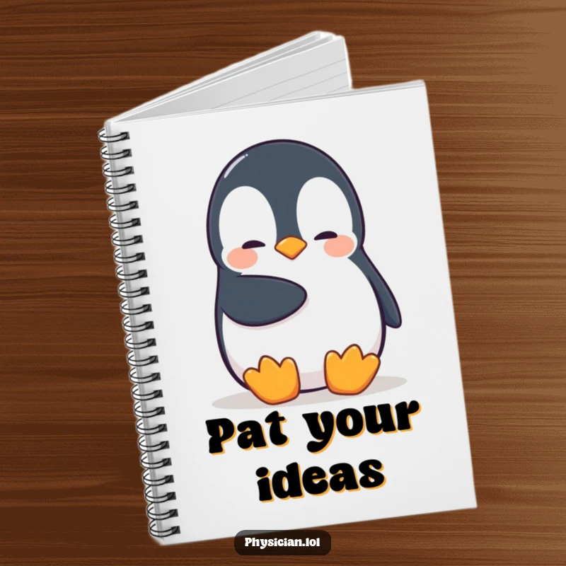 Funny Penguin Notebook with a shy penguin offering a comforting pat, ideal for journaling and capturing gentle thoughts.
