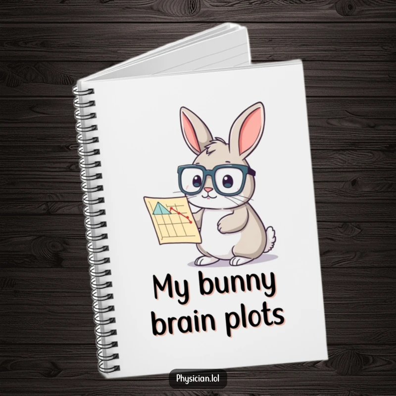 Funny rabbit chart notebook cover with a curious bunny in glasses studying a chart, ideal for study notes and humor.