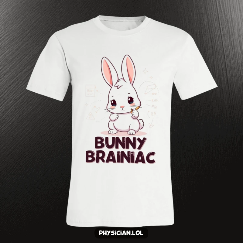 Funny Rabbit Architect T-Shirt featuring a determined rabbit drawing a complex diagram, highlighting focus and humorous planning.