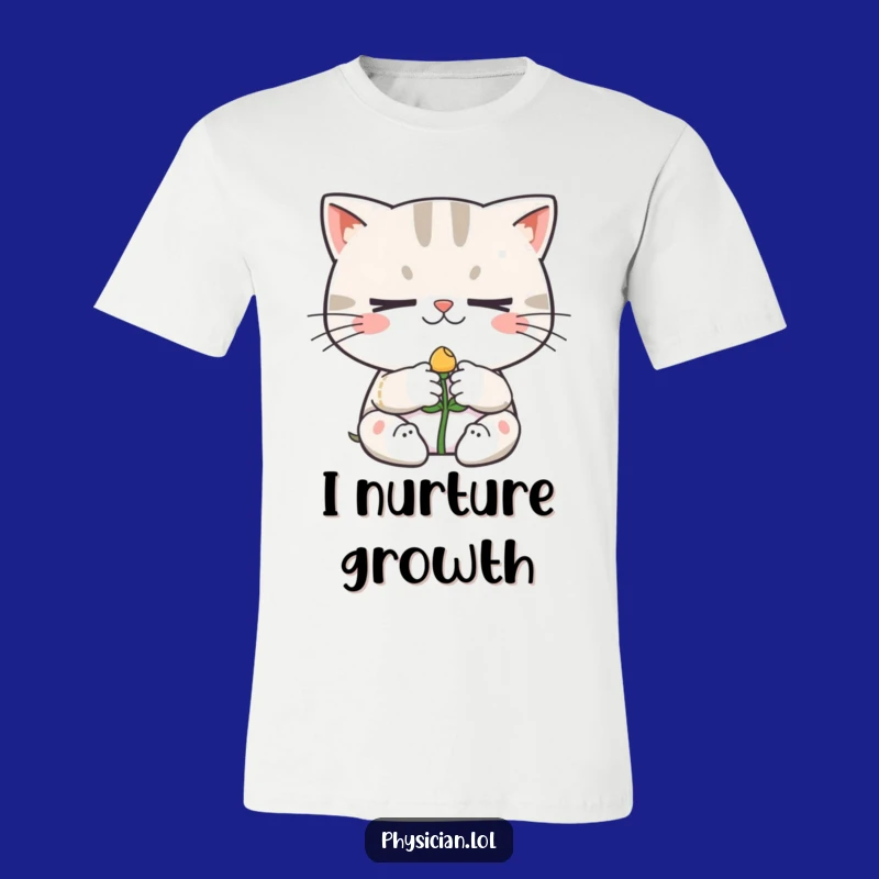 Funny Determined Cat Bandaging Sprout T-Shirt - Hilarious Gardener's Humor Tee