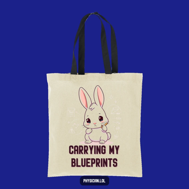 Funny Rabbit Architect Tote Bag: Drawing complex diagram, a practical and funny gift for carrying plans.