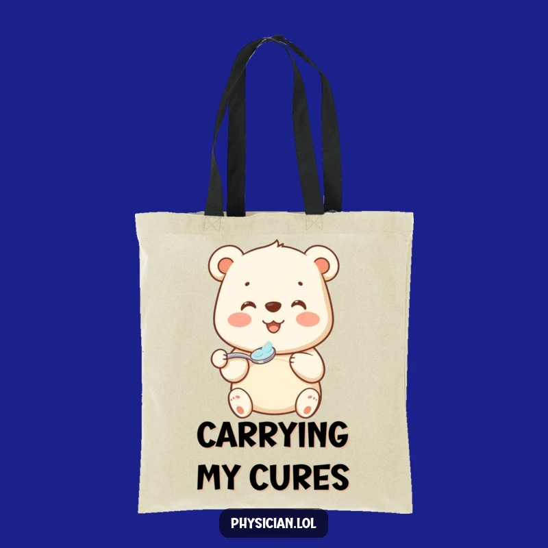 Funny Bear Medicine Tote Bag: Beaming Bear's Graceful Spoonful Practical Funny Gift